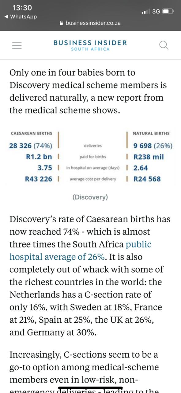 BUSINESS INSIDER | LIFE The C-section rate among Discovery members is now up to three times higher than at American celebrity hospitals - here's why