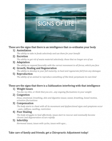 signs of life