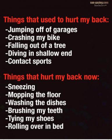 Things that used to hurt my back